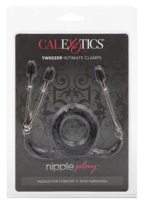 Klipsy intymne Calexotics z podwójnym łańcuchem czarne 7 cm