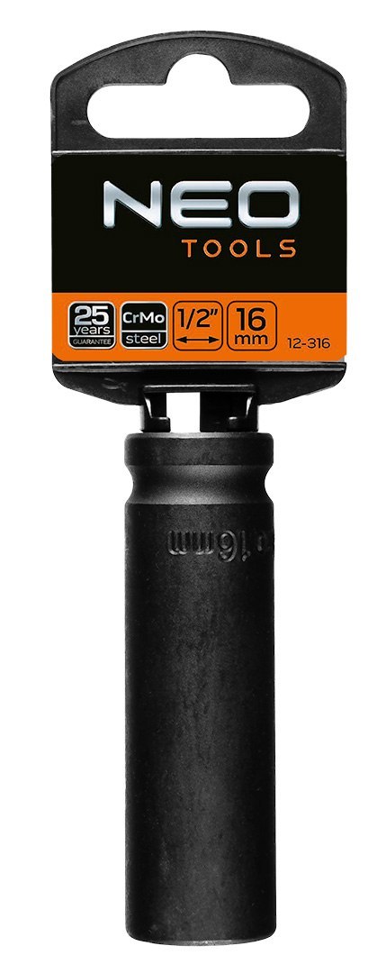 Nasadka udarowa 1/2" długa, 16 x 78mm , Cr-Mo NEO TOOLS