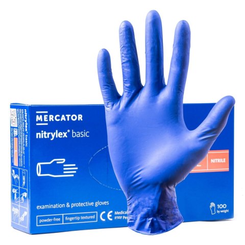 Rękawice nitrylowe niebieskie mercator nitrylex basic rozmiar l 100 szt. MERCATOR