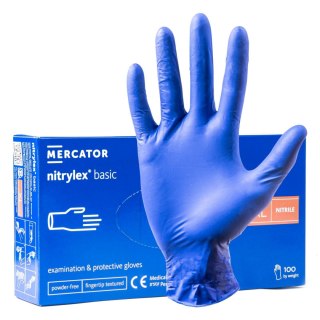 Rękawice nitrylowe niebieskie mercator nitrylex basic rozmiar xl 100 szt. MERCATOR