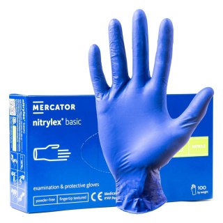Rękawice nitrylowe niebieskie mercator nitrylex basic rozmiar s 100 szt. MERCATOR