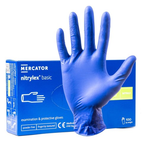 Rękawice nitrylowe niebieskie mercator nitrylex basic rozmiar s 100 szt. MERCATOR