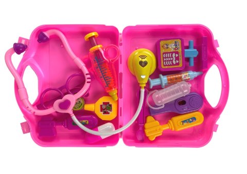 Zestaw Małego Lekarza Walizka Różowa Stetoskop LEAN TOYS