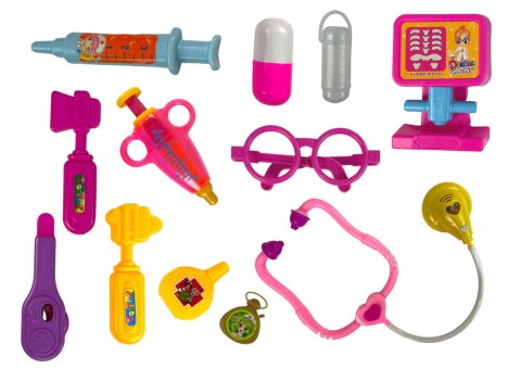 Zestaw Małego Lekarza Walizka Różowa Stetoskop LEAN TOYS