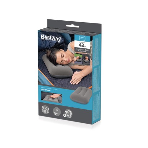 Dmuchana Poduszka Welurowa Szara 42 cm Bestway 67121 BESTWAY