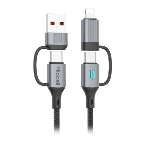 Kabel USB-A/C - USB-C/Lightning Miccell VQ-D145, 240W, 1m, czarny Orno