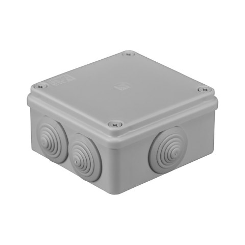 Puszka hermetyczna 100x100x50, 6 dławików, szara, IP65 Orno