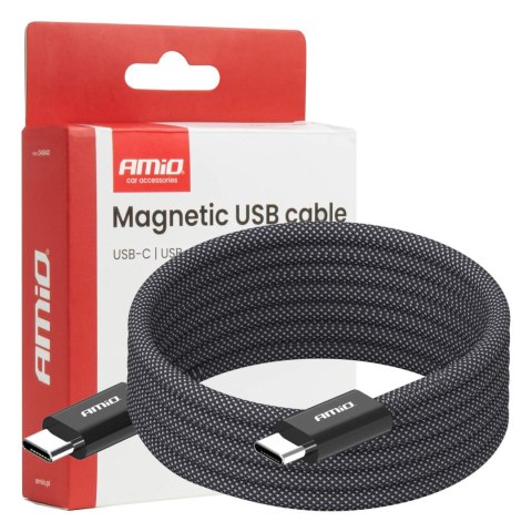 Kabel usb magnetyczny usb-c to usb-c 60w 100cm amio-04840 AMiO
