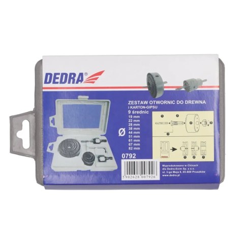 Otwornice puszkowe do drewna,9szt. Dedra