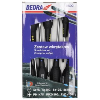 Zestaw wkrętaków crv,uchwyty guma,7szt. Dedra
