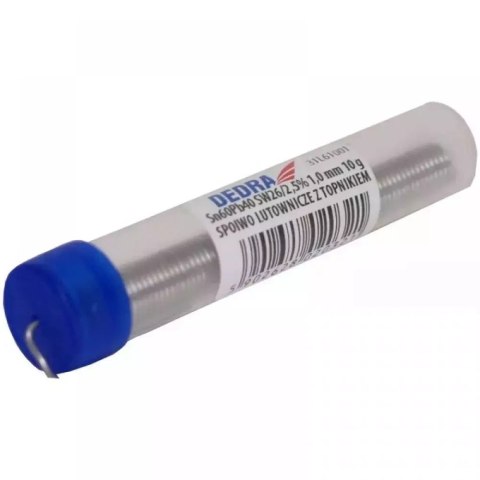Lut z topnikiem 1,0mm fiolka 10g sn60pb40 sw26/3/2,5% Dedra