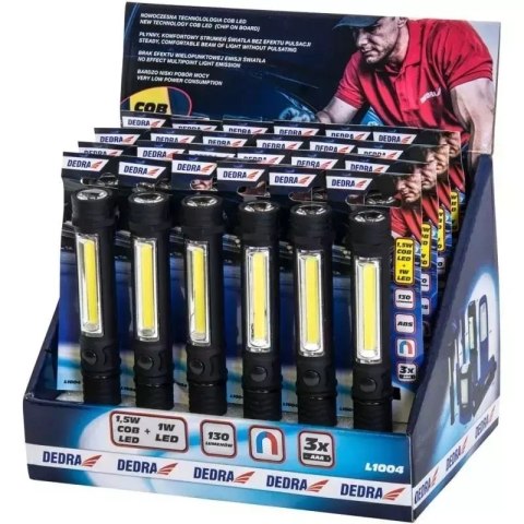 Latarka 1.5w cob led+1w led, pen, z bateriami Dedra