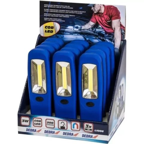 Latarka 3w cob led, podłużna, z bateriami Dedra