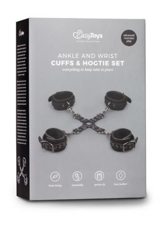 Zestaw kajdanek Hogtie na ręce i kostki EasyToys czarny