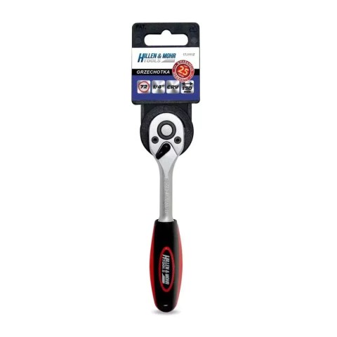 Grzechotka 1/4", 72t, crv 6140, prosta dwu-mater.uchwyt Dedra