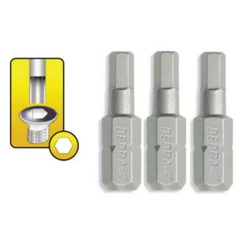 Końcówki wkrętakowe hex h6x25mm, 3szt blister Dedra