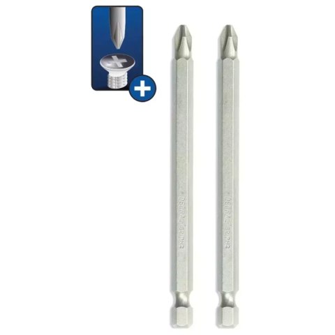 Końcówki wkrętakowe phillips ph2x100mm, 2szt blister Dedra