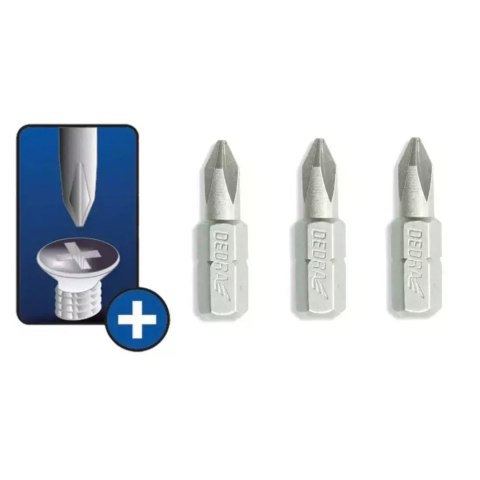 Końcówki wkrętakowe phillips ph3x25mm, 3szt blister Dedra