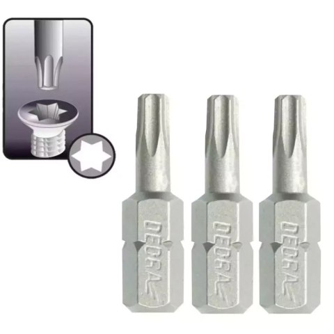 Końcówki wkrętakowe torx t10x25mm, 3szt blister Dedra