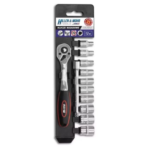Klucze nasadowe 1/4" kpl.12szt crv Dedra