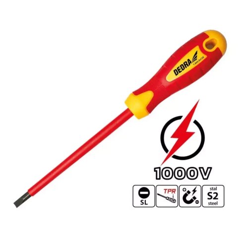Wkrętak izolowany płaski 6.5x150mm Dedra