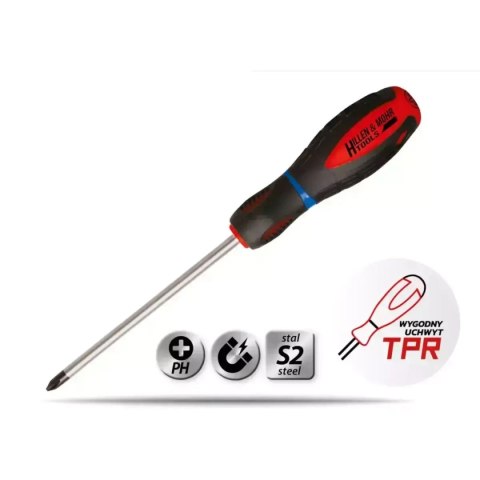 Wkrętak krzyżowy phillips ph0x75mm, stal s2, uchwyt 3-mat. Dedra
