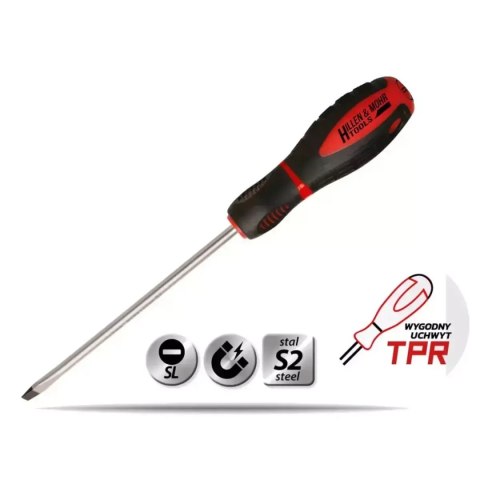 Wkrętak płaski 6x150mm, stal s2, uchwyt 3-materiałowy Dedra