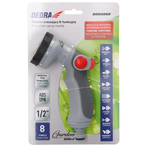 Pistolet zraszający 8-funkc.regul.kciukiem thumb control Dedra