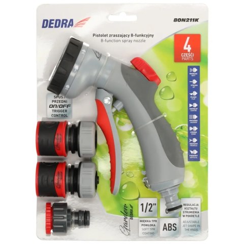 Pistolet zraszający 8-funkcyjny trigger control-zestaw 4cz. Dedra