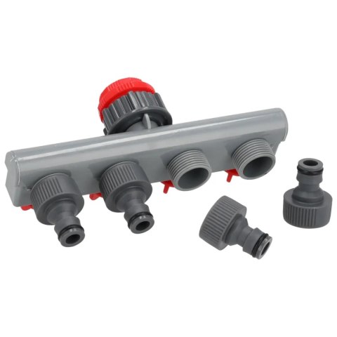 Przyłącze kranowe poczwórne 1/2"-3/4"-1", karta Dedra