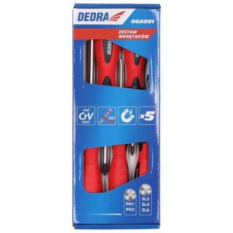 Zestaw wkrętaków 5szt, stal crv Dedra
