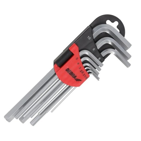 Klucze sześciokątne długie 1.5-10mm zestaw 9szt, crv Dedra