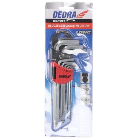 Klucze sześciokątne kulka długie 1.5-10mm zestaw 9szt, crv Dedra