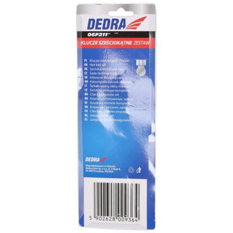 Klucze sześciokątne kulka długie 1.5-10mm zestaw 9szt, crv Dedra