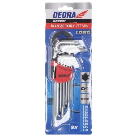 Klucze torx długie t10-t50 zestaw 9szt, crv Dedra
