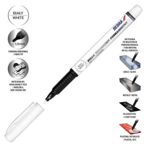 Pisak techniczny permanentny biały 1mm, 1szt Dedra