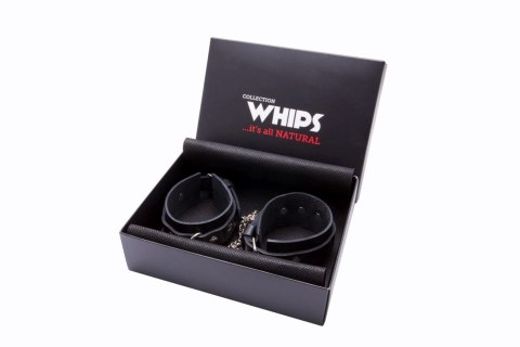 Kajdanki męskie Whips Collection skórzane 4 cm 25 cm łańcuch