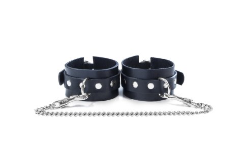 Kajdanki męskie Whips Collection skórzane 4 cm 25 cm łańcuch