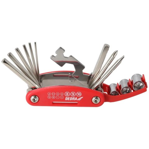 Multitool rowerowy zestaw naprawczy 15szt, crv Dedra