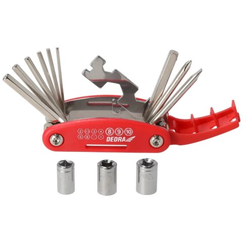 Multitool rowerowy zestaw naprawczy 15szt, crv Dedra