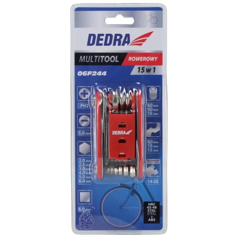 Multitool rowerowy zestaw naprawczy 15szt, crv Dedra