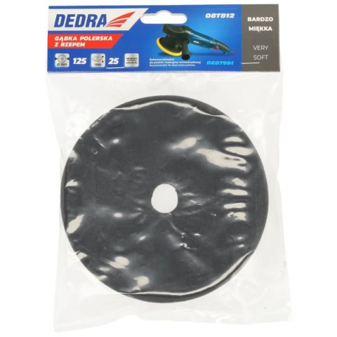 Gąbka polerska z rzepem bardzo miękka 125mm gr25mm (szara) Dedra