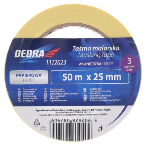 Taśma malarska wewnętrzna 19mmx50m Dedra