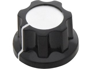 8804# Gałka potencjometru bakelitowa czarna/srebrna średnica 19mm Blow