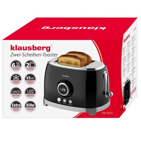 Toster opiekacz, czarny, 850w, klausberg, kb-9025 Klausberg