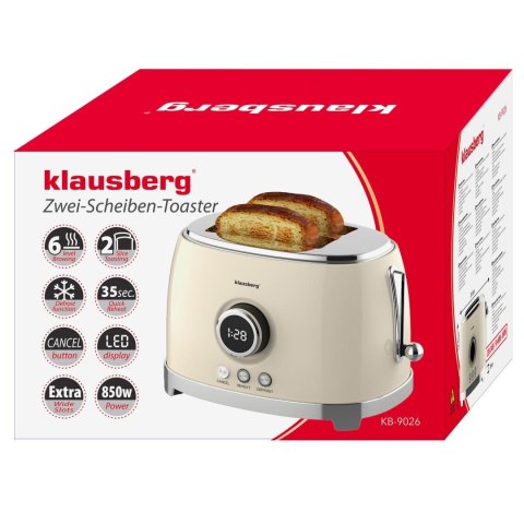 Toster opiekacz, kremowy, 850w, klausberg, kb-9026 Klausberg