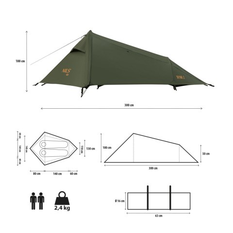 NC2502 NAMIOT ULTRA LIGHT SKYAIR 2 ZIELONY NILS CAMP