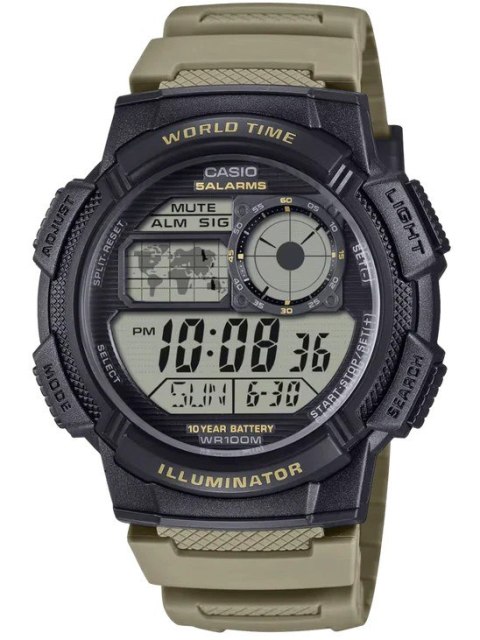 Casio ZEGAREK MĘSKI CASIO AE-1000W-5AVEF (zd073i) - WORLD TIME + BOX