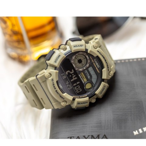 Casio ZEGAREK MĘSKI CASIO Digital Moonphase WS-1500H-5B + BOX