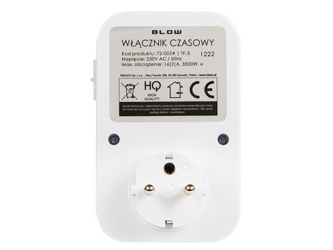 72-002# Programator czasomierz analogowy tf-3" Blow